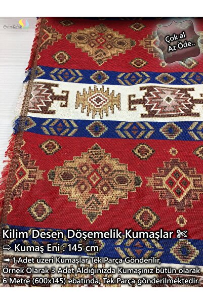Renk Tekstil Anatolia Etnik Dokuma Kilim Şark Desenli Kumaş - Döşeme - Minder...