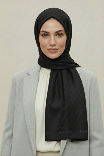 Karaca Eşarp DESENLİ YÜN İPEK ŞAL - SİYAH