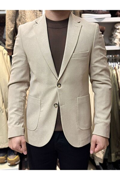zibaroom Düz Slim Fit Torba Cep Blazer Ceket