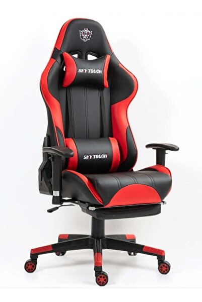 Generic SKY-TOUCH Ergonomic Gaming Chair with Headrest, Footrest, Lumbar Support, PU Leather, Red