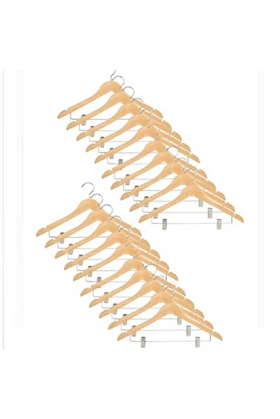 NKX عبوة من 20 علاقة ملابس خشبية عالية الجودة مزودة بفتحات للكتفين