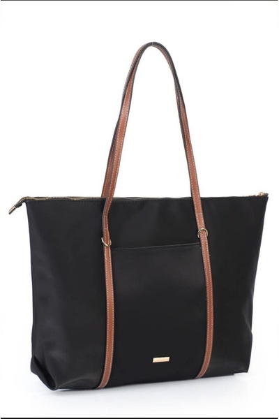 macsoo GEANTĂ DE UMĂR PENTRU FEMEI, NEGRĂ, MARE, DETALIATĂ CU INEL, EN42 BOY32