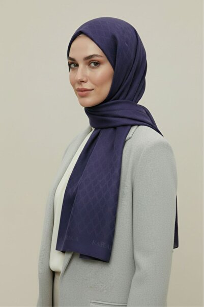 Karaca Eşarp Patterned Wool Silk Shawl - Indigo