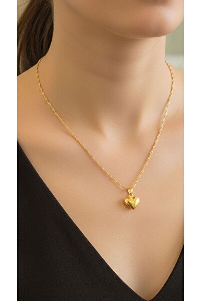 kuyumcu nurettin 2.60 gr (GRAM) Singapur Zincir Kalp Uçlu Kolye 14 Ayar Altın