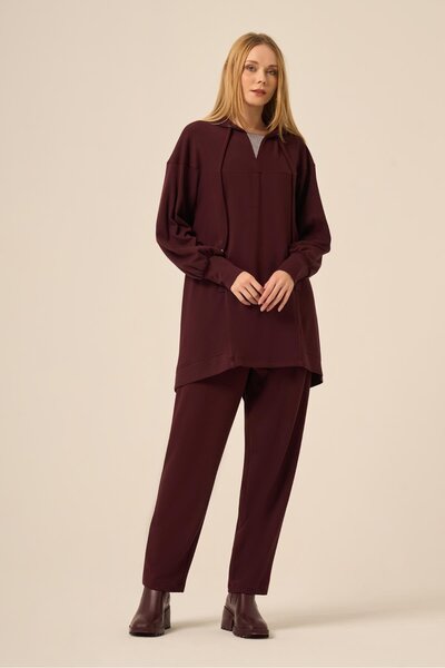 FTZ WOMEN طقم بنطلون نسائي بتفاصيل حجرية بلون البرقوق 31264