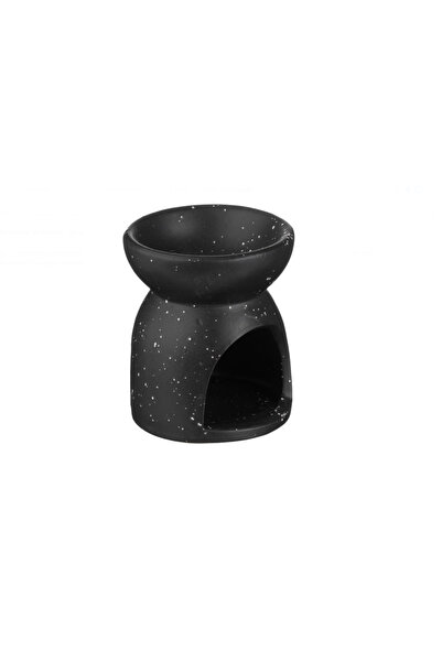LUBIAM Suport Ceramic Negru Mat cu Model Perforat Floare pentru Ulei Parfumat Ø6.5x8cm