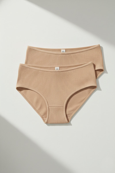 Altınay 100% Cotton Women's Corded Fabric Panties 2-Pack Underwear Set - 0910B