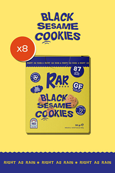 RAR FOODS Black Sesame Cookies 50 gr X 8 Adet