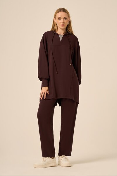 FTZ WOMEN Women's Stone Detailed Trouser Suit Brown 31264