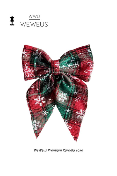 Weweus Cataramă cu fundă cu panglică mare cu fulgi de zăpadă de Anul Nou roșu