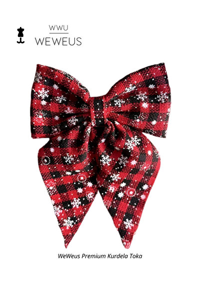 Weweus Cataramă cu fundă cu panglică cu fulgi de nea alb-negru