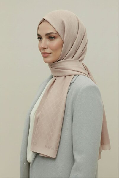 Karaca Eşarp DESENLİ YÜN İPEK ŞAL - TAŞ