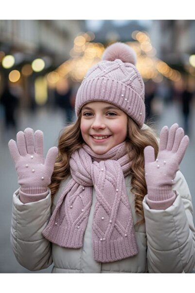 MODA ATKI ŞAPKA ELDİVEN 8-12 YAŞ KIZ ÇOCUKLAR İÇİN SET