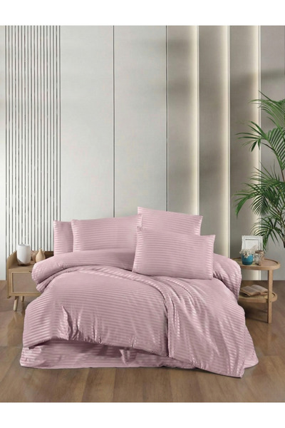 VİENNA طقم غطاء لحاف مزدوج من الساتان 200×220 |   ملاءة سرير 240×260 |   2 قط...