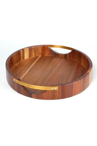 Metpoint صينية ناتورا أكاسيا مستديرة مع مقبض ذهبي