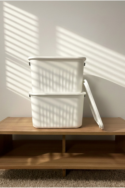 FH finehome Colors 2-Piece Multi-Purpose Storage Box 20 Lt White