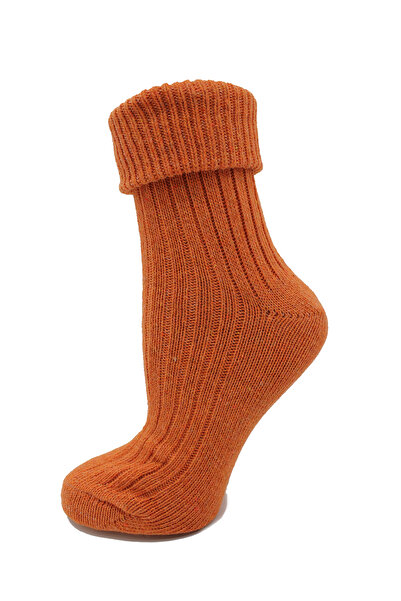 A CLASSE Woolen Curled Model Thick Winter Women's Orange Color Socks