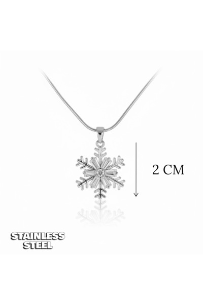 POKAK قلادة من الفولاذ المقاوم للصدأ 316L مع حجر كريستال على شكل ندفة الثلج -...