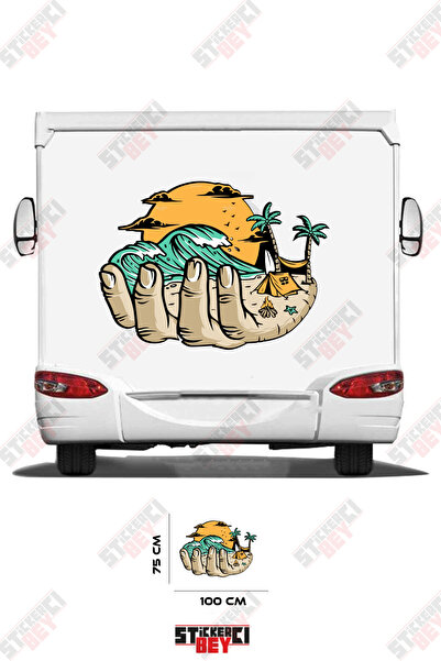 STİCKERCI BEY Wave Coastal Theme Caravan Sticker Decoration for the Interior