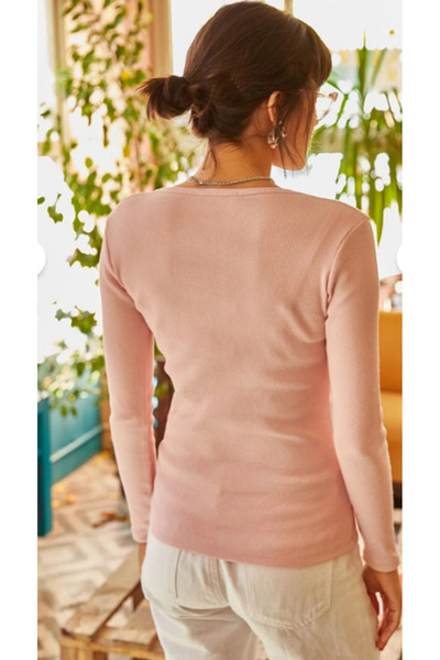 greymoda Kadın pembe Patlı Kaşkorse Bluz