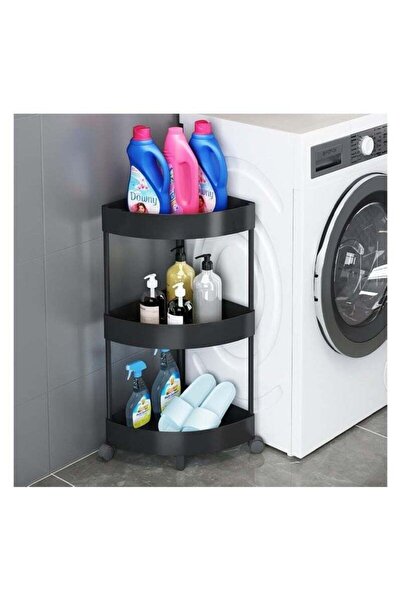 BLOOMING TIME رف تخزين زاوية بثلاثة مستويات، رف تخزين مثلث للمطبخ بعجلات