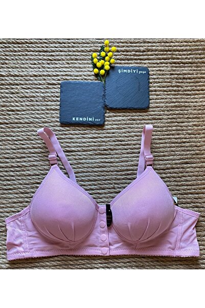 musconova Women's Bra Front Closure Snap Button Comfortable Basic Plain Bra