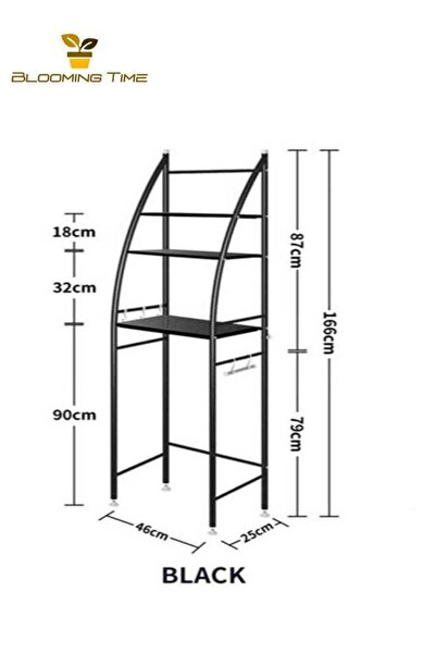 BLOOMING TIME Toilet Cabinet Shelf Organizer Holder, Black