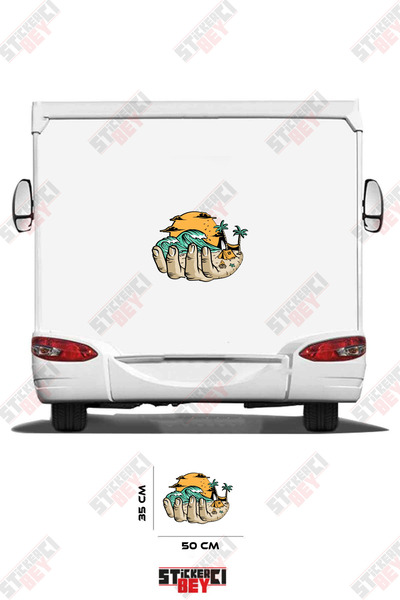 STİCKERCI BEY Wave Coastal Theme Caravan Sticker Decoration for the Interior