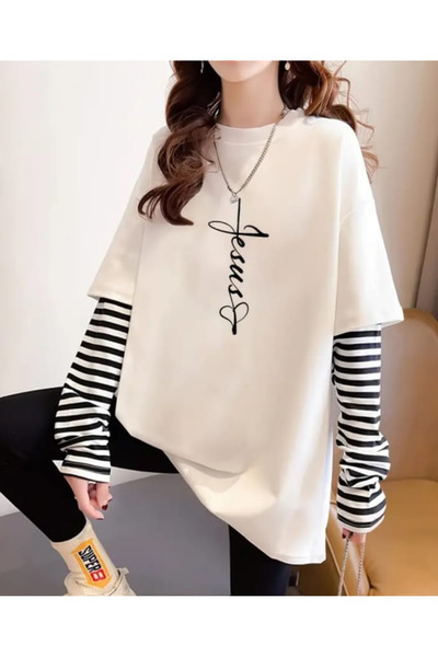 shi dumanlar giyim Oversize Jesus Dikey Baskılı Unisex Bay/ tshirt t-shirt