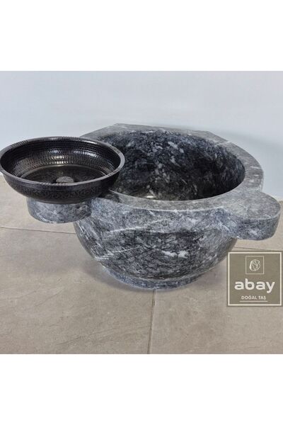 Abay Doğal Taş Bursa Siyah Mermer Hamam Kurnası