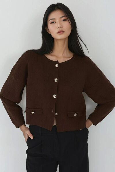 Hiccup Textured ribbed knit cardigan with button closure MY FASHION