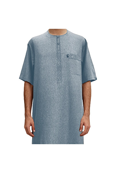 Rocket جلابيه كتان راقي نص كم رجالي