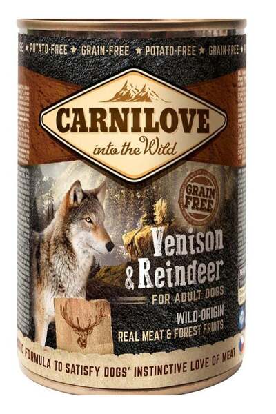 Carnilove لحم الغزال والرنة للكلاب البالغة (علب طعام رطب) 400 غرام