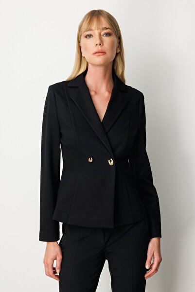 Ekol Double-Breasted Collar Snap Jacket Black