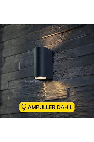 ecestore Çift Yönlü Dekoratif Duvar Aplik Ampuller Dahil Siyah Kasa