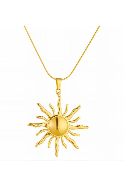 Nismaa Jewels قلادة على شكل شمس للنساء، مطلية بالذهب عيار 18 قيراط، مقاومة لل...