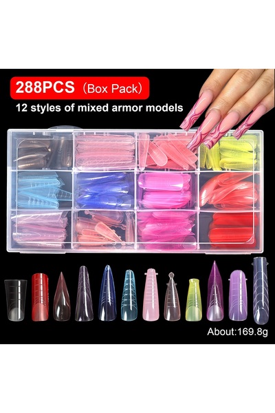 Venalisa 12 farklı model Polygel Tips Üst Form Tekniği Toplam 288 adet Polije...
