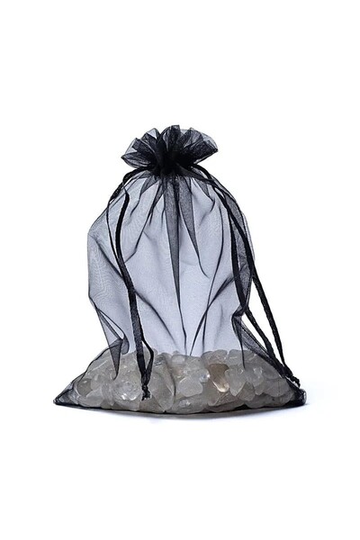 bag Gentuță din organza negru M --13x18cm