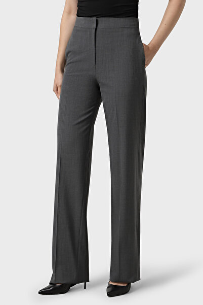 Emporio Armani Wool Blend Regular Fit High Waist Wide Leg Trousers Pants Ew002046 Te15