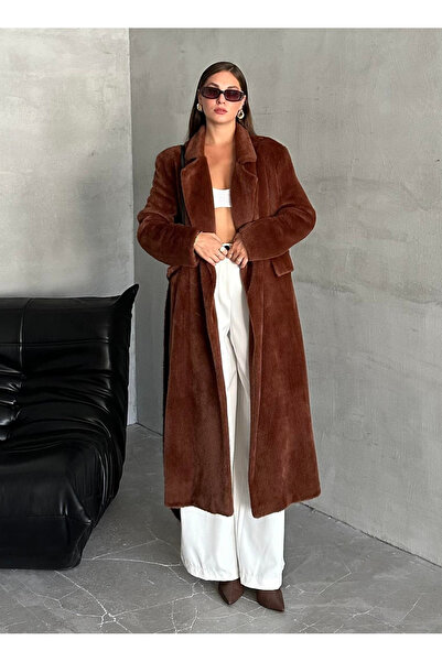 My Blog Dark Brown Belted Soft Long Coat - 542127