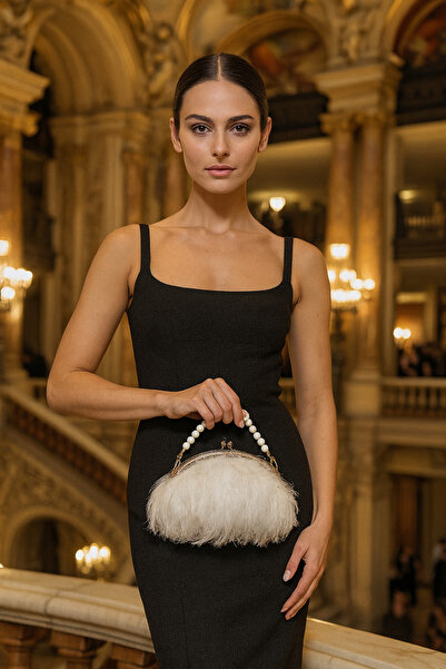 TULEK حقيبة أنيقة ذات فراء أبيض