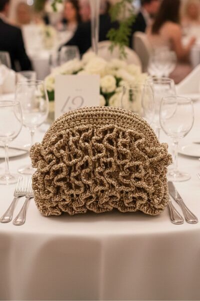 Uretti - Nazlı 4607 9516 Handmade Metallic Thread Ruffled Model Scholarship B...