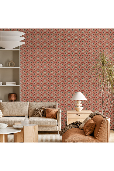 Tasarım Retro Görünümlü Mini Çiçekler Desen Takipli Konsept Duvar Kağıdı