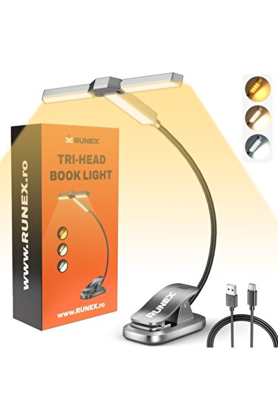 Runex Book Reading Lamp, Adjustable Head, 27 Super Bright LEDs, 5 Intensity Levels, 100 Hour Battery Life