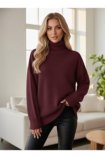 Por La Cara Knitwear Sweater - Claret Red -