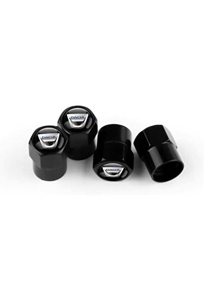 Sarphia Store Set de 4 capace hexagonale din aluminiu pentru supape de anvelope pentru Dacia - Negru