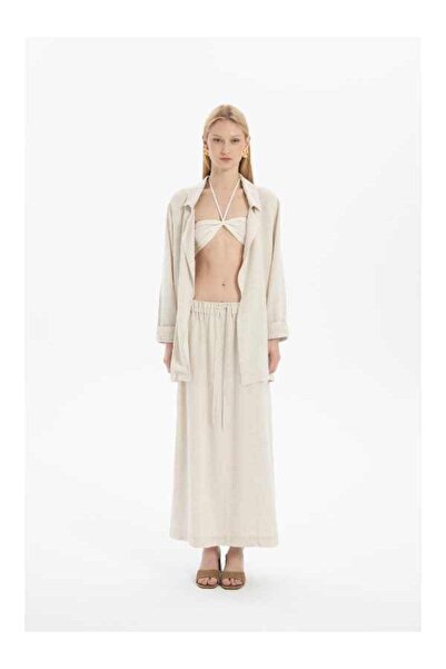 İpekçi Otantik Keten Karışımlı Dökümlü İnce Kadın Ceket