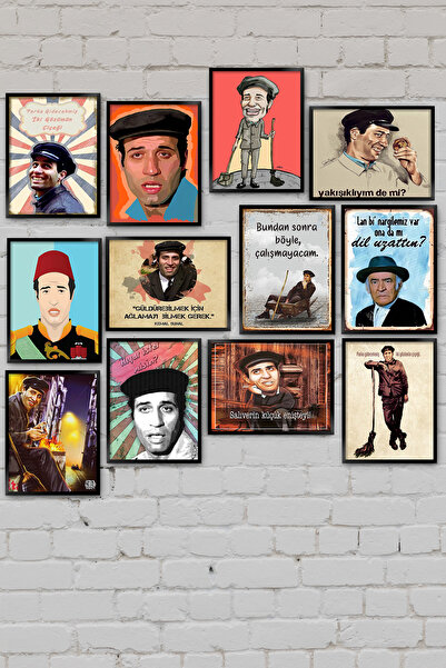 TABLOX Kemal Sunal Yeşilçam İnek Şaban Tosun Paşa Klasik Türk Film 12li MDF D...