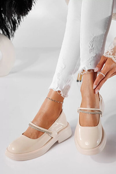 Zaira Дамски бежови ежедневни обувки от лачена кожа Sally #20917 - 40