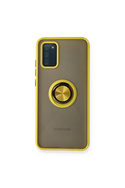 NewFace جراب سامسونج جالاكسي A02S غطاء سيليكون مونتريال مع حلقة - أصفر